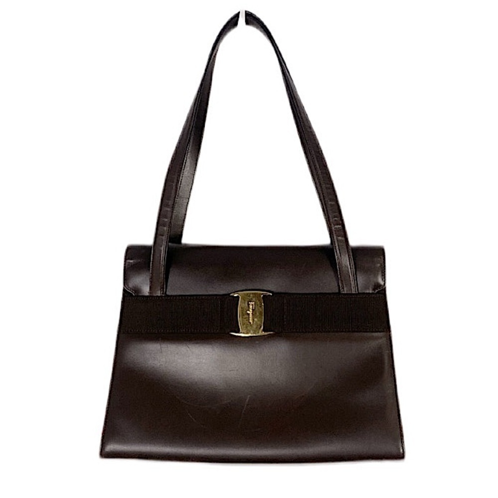 SALVATORE FERRAGAMO
Gancini Buckle Brown leather Shoulder Bag
